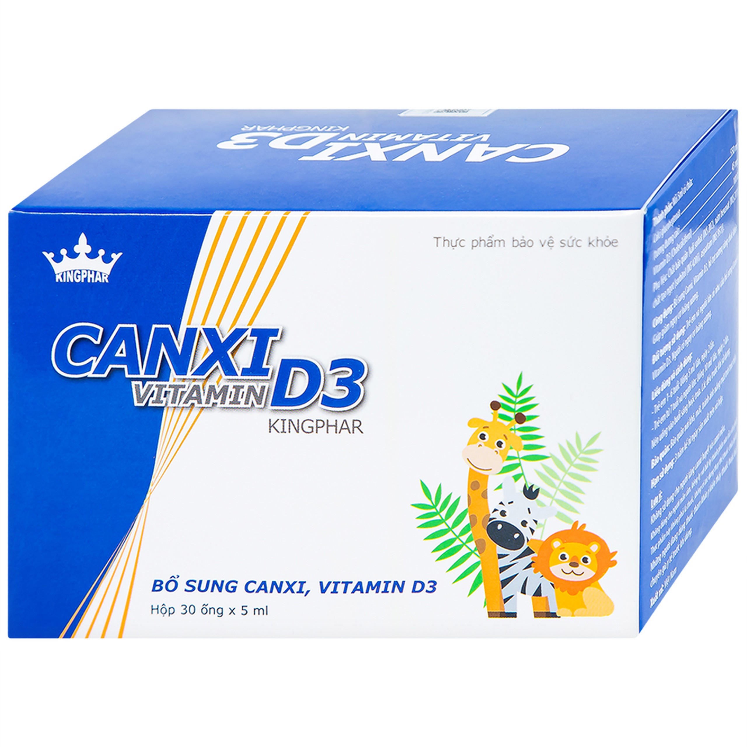 Canxi Vitamin D3 KingPhar bổ sung canxi, vitamin D3 cho cơ thể (30 ống x 5ml)